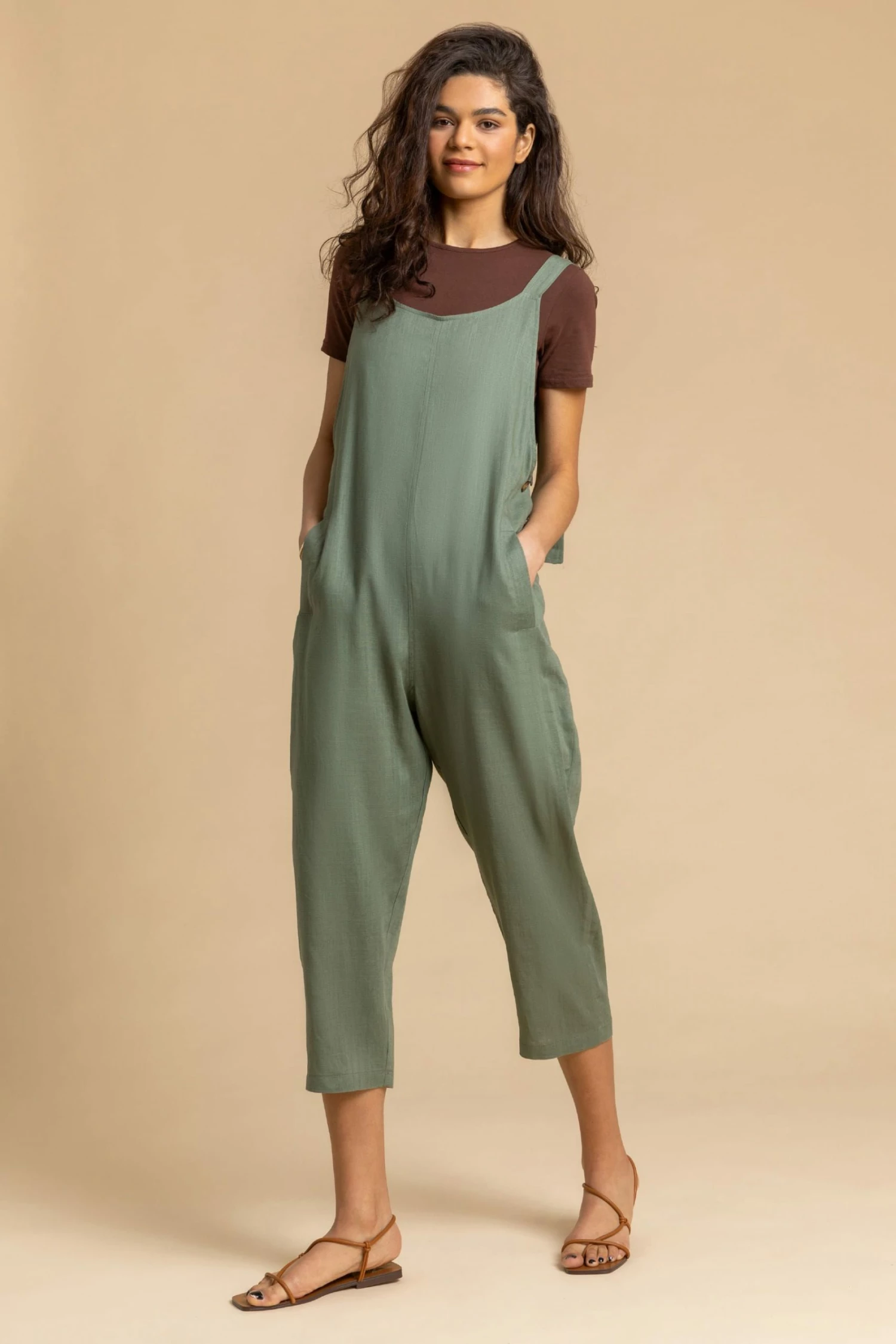 Roman Green Cropped Tie Detail Jumpsuit 5 Roman Green Cropped Tie Detail Jumpsuit - Image 3