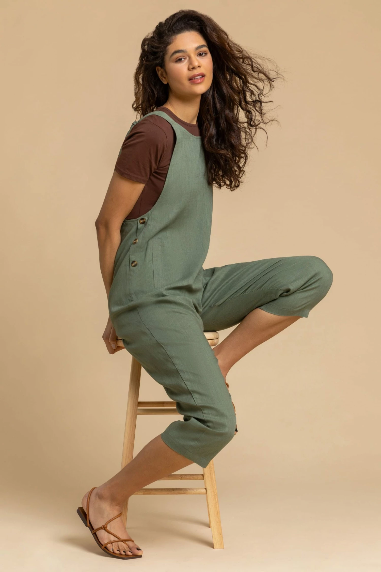 Roman Green Cropped Tie Detail Jumpsuit 7 Roman Green Cropped Tie Detail Jumpsuit - Image 5