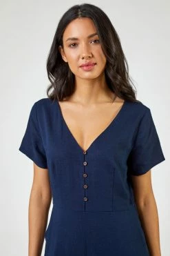 Roman Navy Blue Linen Wide Leg Jumpsuit 11 Roman Navy Blue Linen Wide Leg Jumpsuit -Roman Sales Shop unnamed file 11443