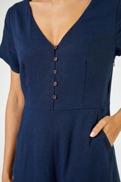 Roman Navy Blue Linen Wide Leg Jumpsuit 12 Roman Navy Blue Linen Wide Leg Jumpsuit -Roman Sales Shop unnamed file 11444