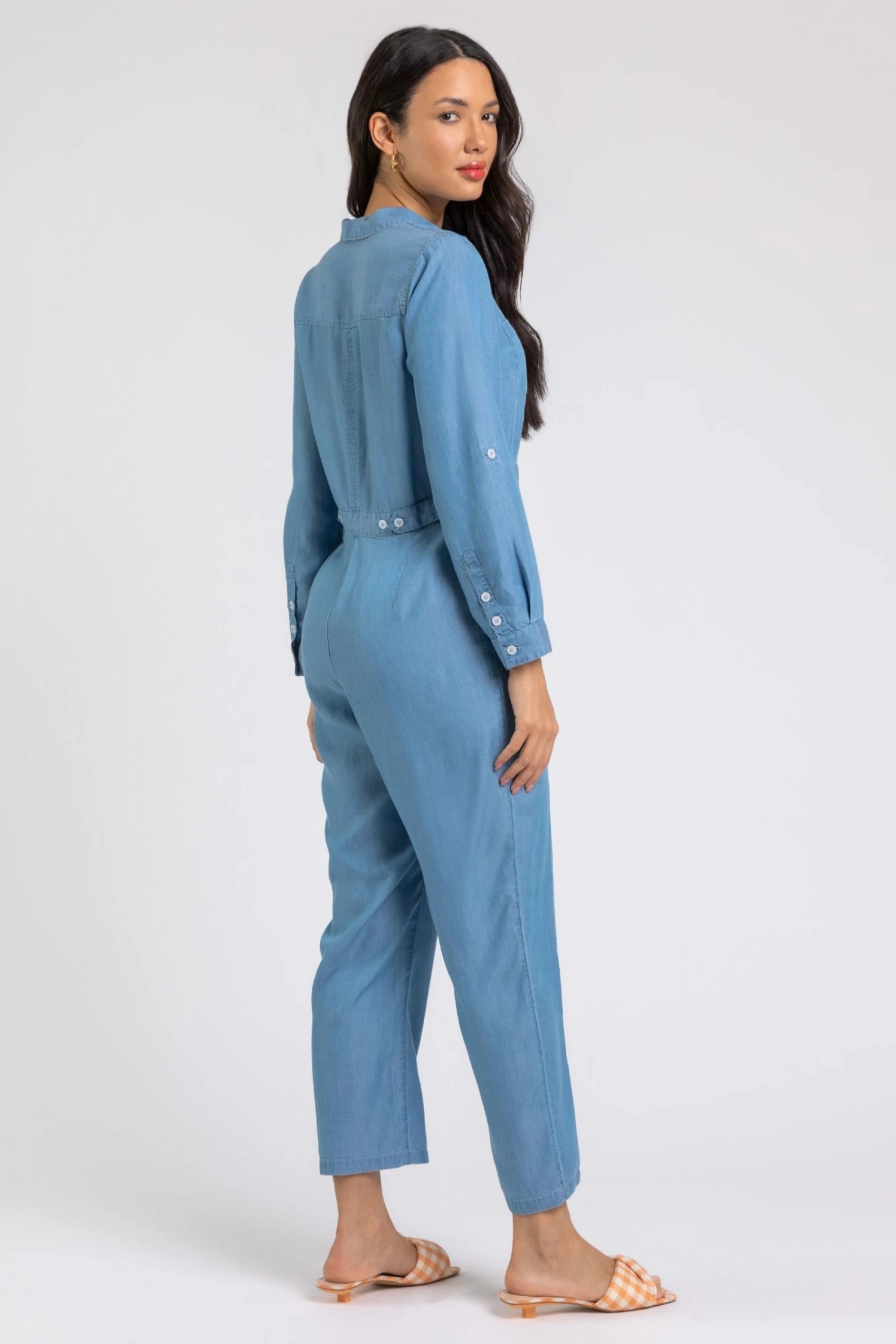 Roman Blue Buttoned Collar Utility Jumpsuit 4 Roman Blue Buttoned Collar Utility Jumpsuit - Image 2
