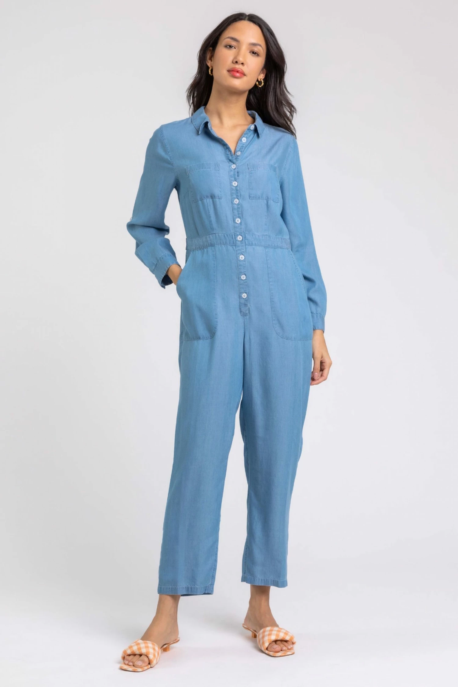 Roman Blue Buttoned Collar Utility Jumpsuit 6 Roman Blue Buttoned Collar Utility Jumpsuit - Image 4
