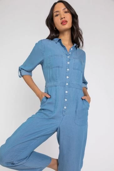Roman Blue Buttoned Collar Utility Jumpsuit 7 Roman Blue Buttoned Collar Utility Jumpsuit - Image 5