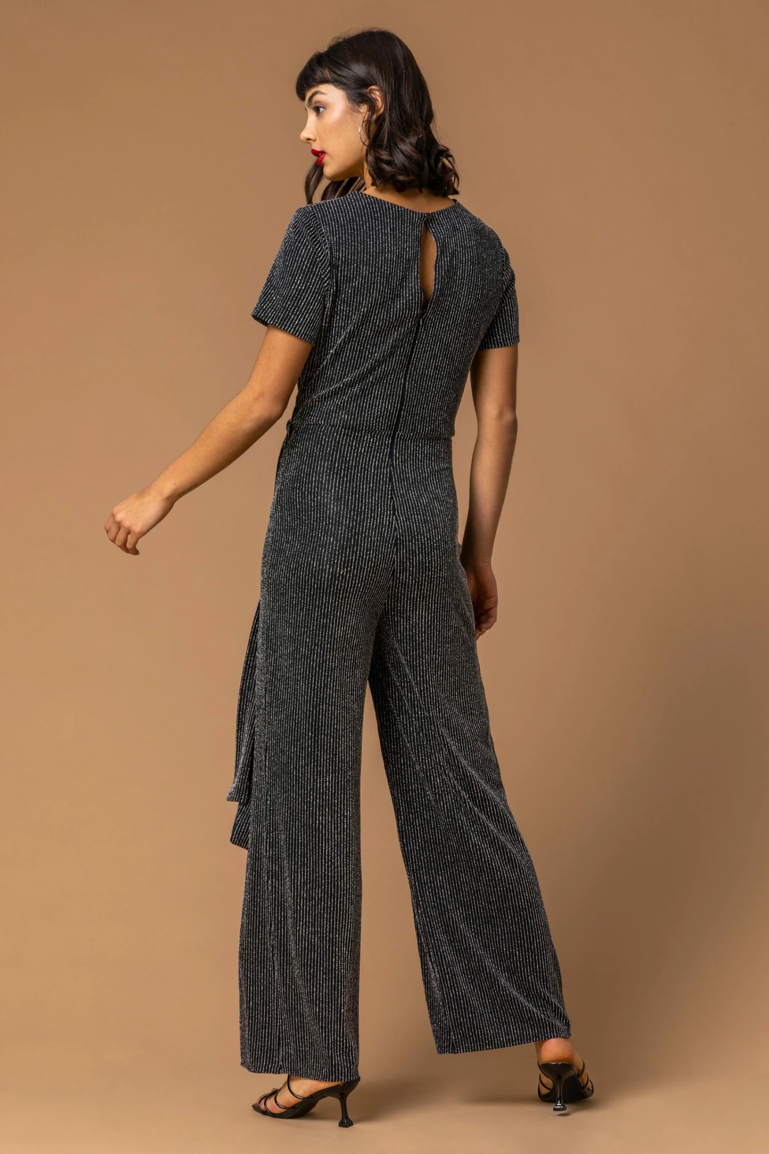 Roman Silver Shimmer Twist Keyhole Jumpsuit 4 Roman Silver Shimmer Twist Keyhole Jumpsuit - Image 2