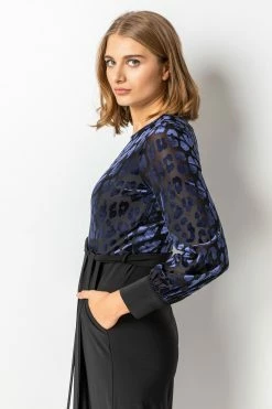 Roman Navy Animal Print Velvet Bodice Jumpsuit 12 Roman Navy Animal Print Velvet Bodice Jumpsuit -Roman Sales Shop unnamed file 11466