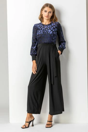 Roman Navy Animal Print Velvet Bodice Jumpsuit 8 Roman Navy Animal Print Velvet Bodice Jumpsuit - Image 6