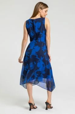 Roman Blue Petite Floral Print Chiffon Dress -Roman Sales Shop unnamed file 1147