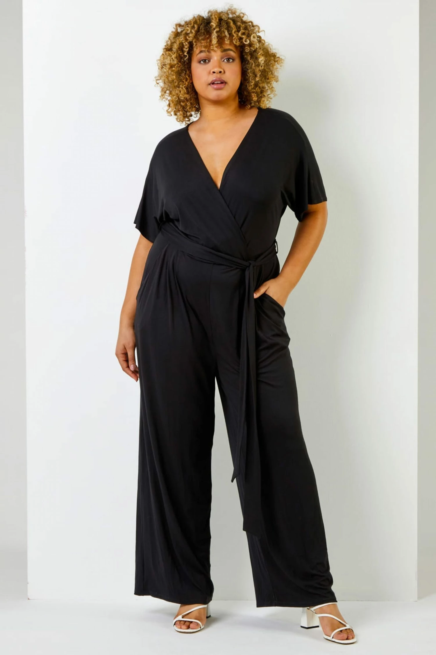 Roman Black Curve Wrap Detail Jumpsuit 5 Roman Black Curve Wrap Detail Jumpsuit - Image 3
