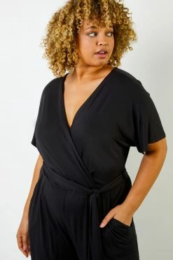 Roman Black Curve Wrap Detail Jumpsuit 10 Roman Black Curve Wrap Detail Jumpsuit -Roman Sales Shop unnamed file 11478