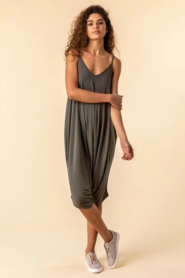 Roman Navy Cropped V-Neck Hareem Jumpsuit 9 Roman Navy Cropped V-Neck Hareem Jumpsuit - Image 7