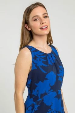 Roman Blue Petite Floral Print Chiffon Dress -Roman Sales Shop unnamed file 1149