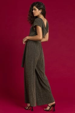 Roman Gold Wide Leg Belted Shimmer Jumpsuit -Roman Sales Shop unnamed file 11490