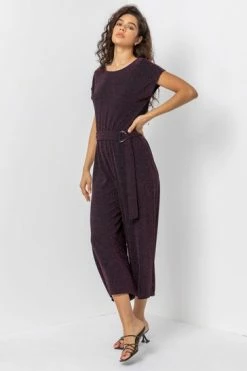 Roman Gold Wide Leg Belted Shimmer Jumpsuit -Roman Sales Shop unnamed file 11493