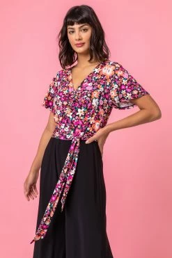 Roman Black Ditsy Floral Print Tie Detail Jumpsuit 10 Roman Black Ditsy Floral Print Tie Detail Jumpsuit -Roman Sales Shop unnamed file 11496