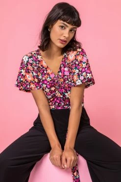 Roman Black Ditsy Floral Print Tie Detail Jumpsuit 12 Roman Black Ditsy Floral Print Tie Detail Jumpsuit -Roman Sales Shop unnamed file 11498