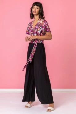 Roman Black Ditsy Floral Print Tie Detail Jumpsuit 13 Roman Black Ditsy Floral Print Tie Detail Jumpsuit -Roman Sales Shop unnamed file 11499