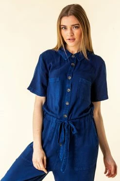 Roman Blue Drawstring Waist Utility Jumpsuit 10 Roman Blue Drawstring Waist Utility Jumpsuit -Roman Sales Shop unnamed file 11503