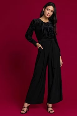 Roman Black Velvet Bodice Jumpsuit