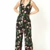 Roman Black Floral Border Print Jumpsuit