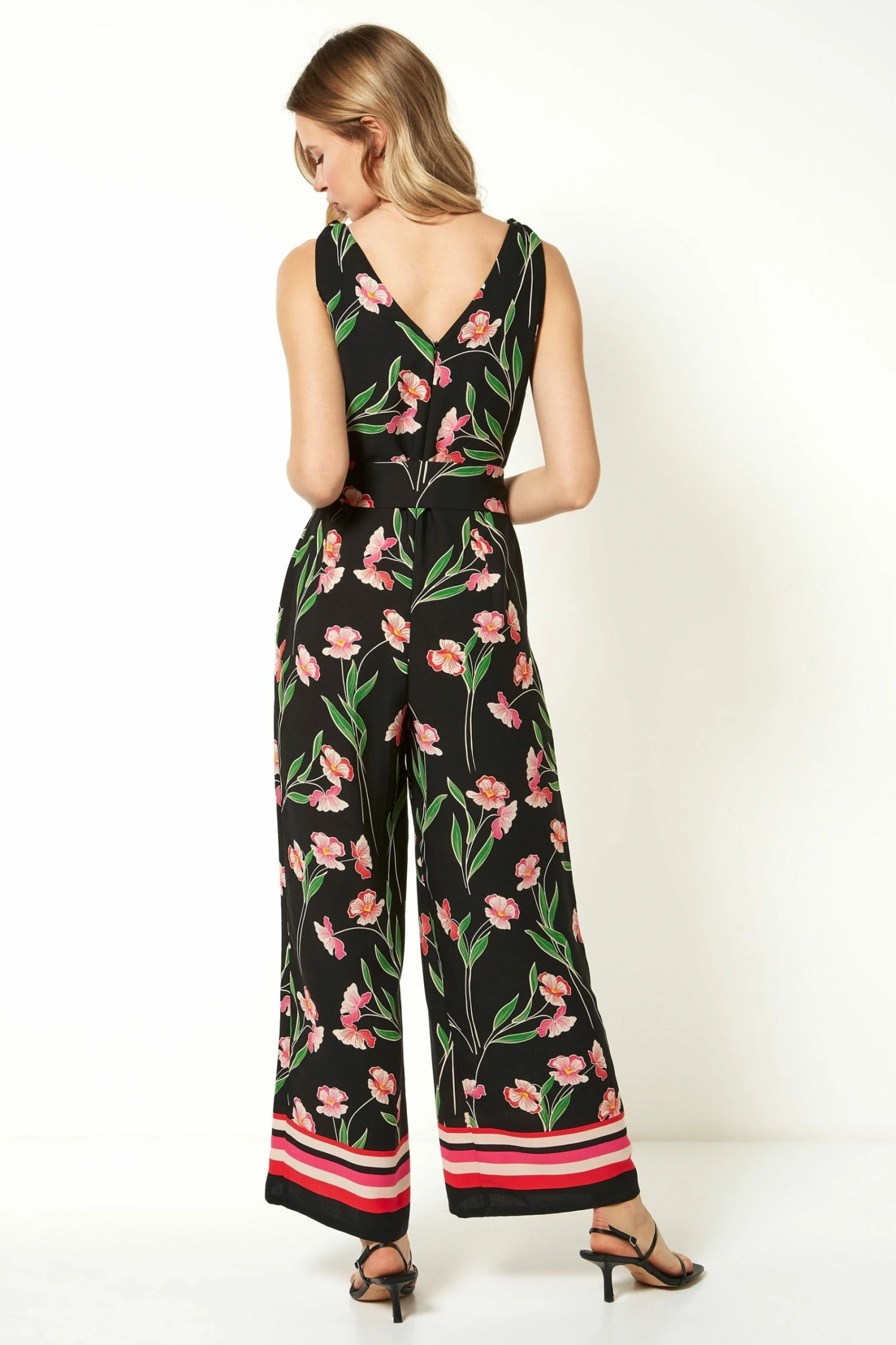 Roman Black Floral Border Print Jumpsuit 4 Roman Black Floral Border Print Jumpsuit - Image 2