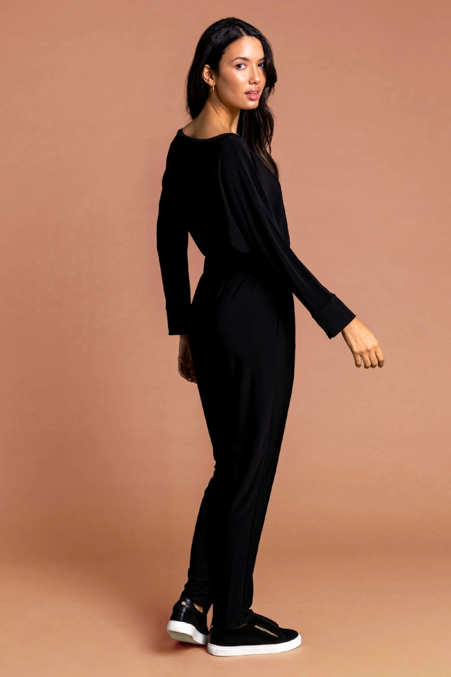 Roman Black Tie Waist Jersey Jumpsuit 4 Roman Black Tie Waist Jersey Jumpsuit - Image 2