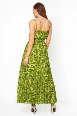 Roman Green Abstract Print Pleated Maxi Dress -Roman Sales Shop unnamed file 1152