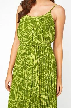 Roman Green Abstract Print Pleated Maxi Dress -Roman Sales Shop unnamed file 1153