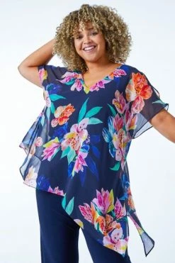 Roman Blue Curve Chiffon Overlay Jumpsuit -Roman Sales Shop unnamed file 11536