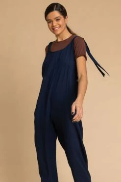 Roman Blue Cropped Tie Detail Jumpsuit 11 Roman Blue Cropped Tie Detail Jumpsuit -Roman Sales Shop unnamed file 11542