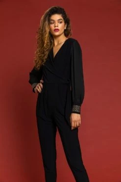 Roman Black Sparkle Embellished Cuff Wrap Jumpsuit 13 Roman Black Sparkle Embellished Cuff Wrap Jumpsuit -Roman Sales Shop unnamed file 11554
