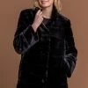 Roman Black Faux Fur Embossed High Neck Coat