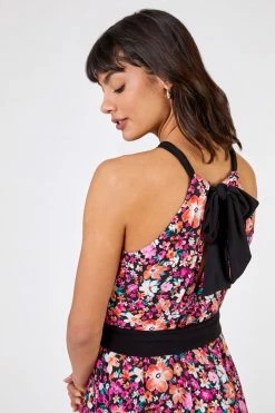 Roman Pink Ditsy Floral Halter Neck Maxi Dress -Roman Sales Shop unnamed file 1158