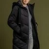 Roman Black Chevron Padded Longline Coat