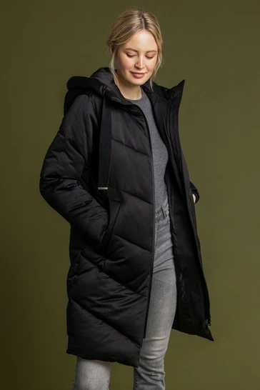 Roman Black Chevron Padded Longline Coat 7 Roman Black Chevron Padded Longline Coat - Image 5