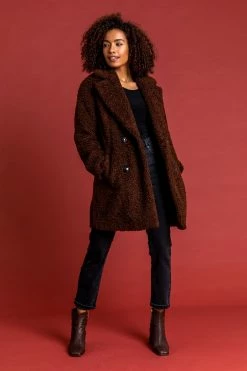 Roman Brown Faux Fur Longline Teddy Coat 10 Roman Brown Faux Fur Longline Teddy Coat -Roman Sales Shop unnamed file 11592