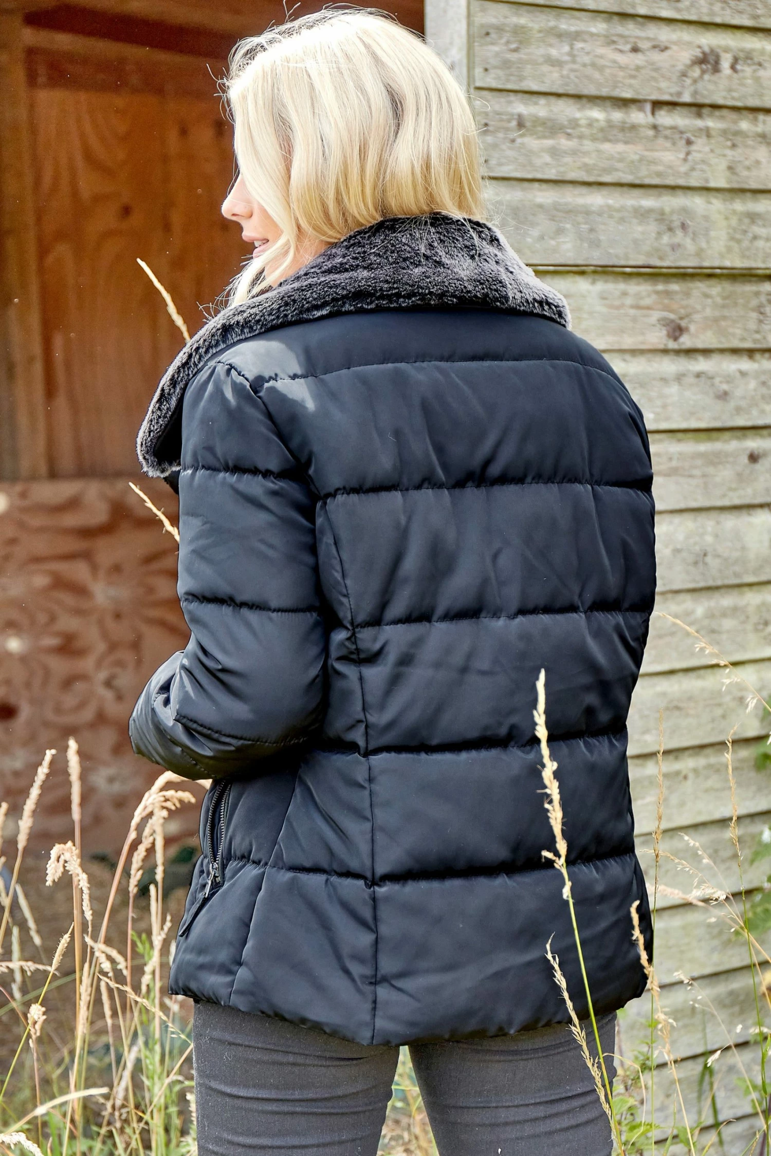 Roman Black Originals Faux Fur Collar Padded Biker Coat 4 Roman Black Originals Faux Fur Collar Padded Biker Coat - Image 2