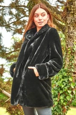 Roman Black Faux Fur Swing Coat 11 Roman Black Faux Fur Swing Coat -Roman Sales Shop unnamed file 11605