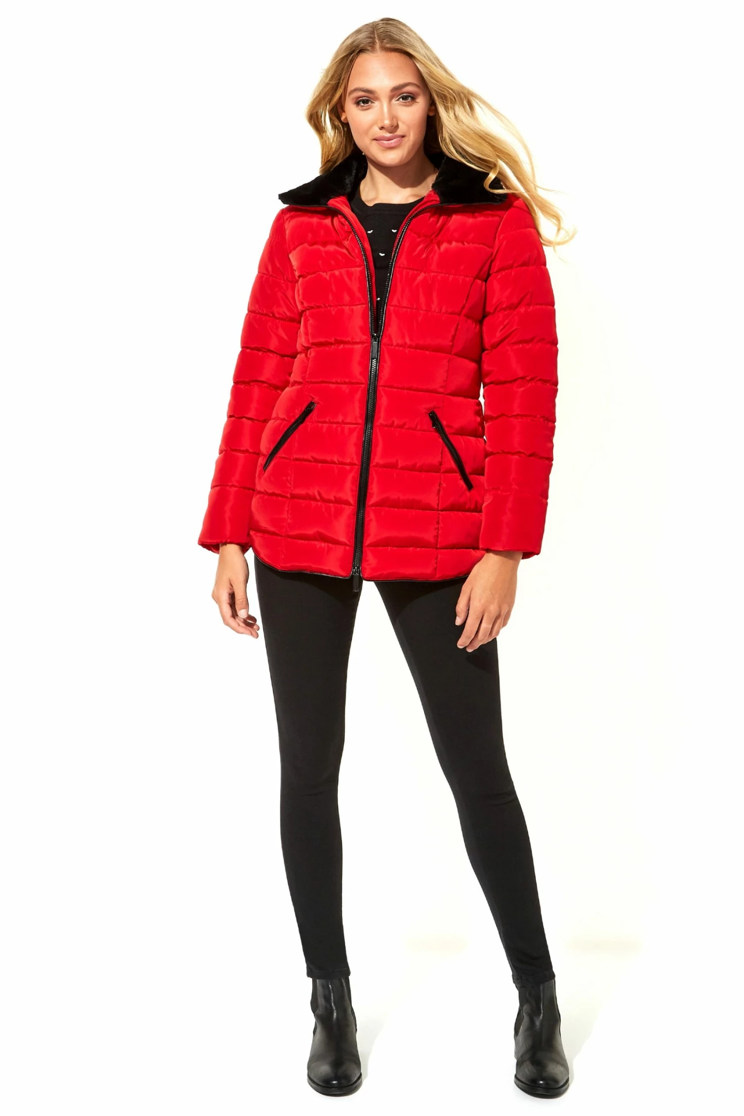 Roman Red Short Zip Through Padded Coat 4 Roman Red Short Zip Through Padded Coat - Image 2