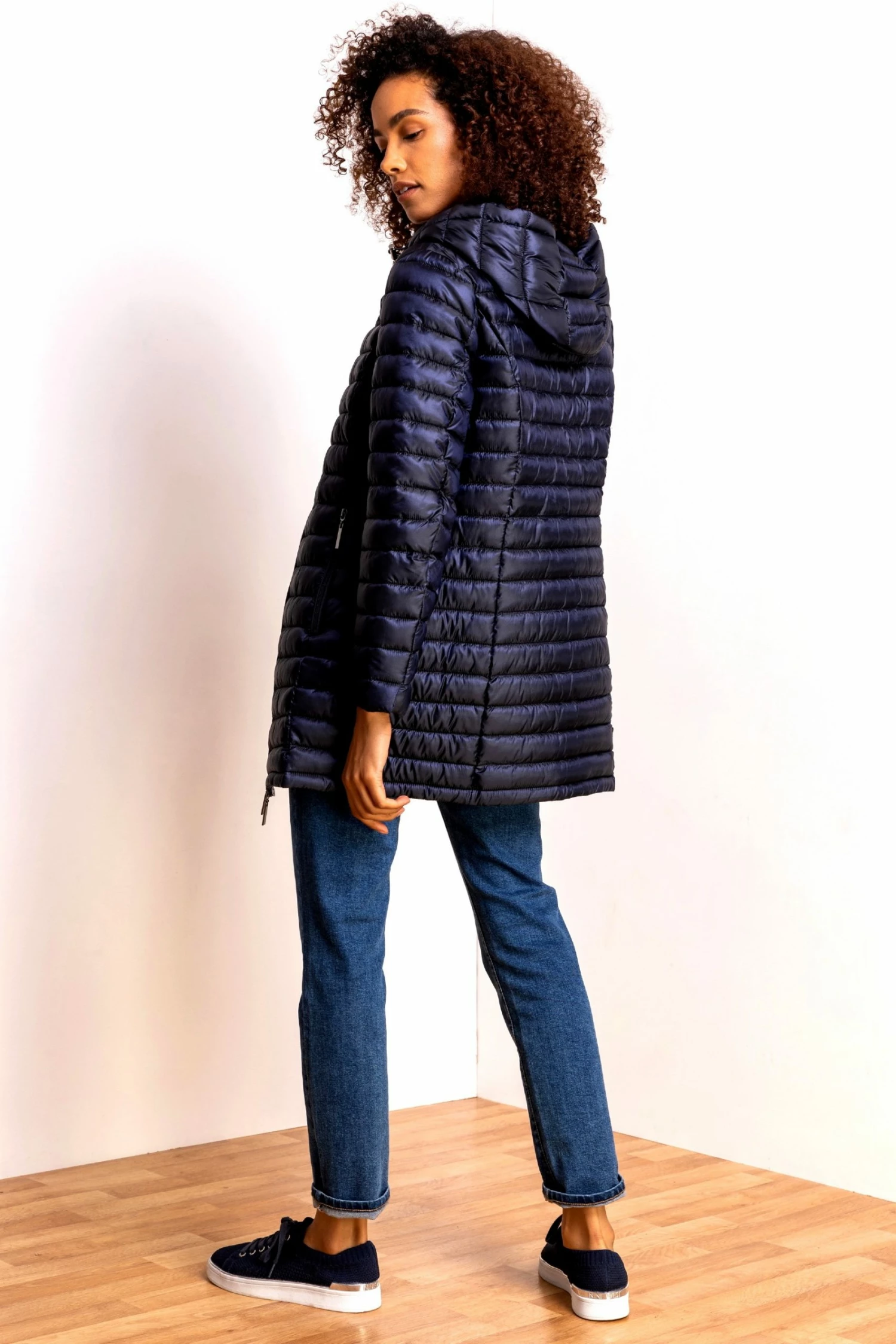 Roman Navy Longline Zip-Through Padded Coat 4 Roman Navy Longline Zip-Through Padded Coat - Image 2