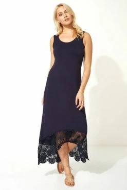 Roman Blue Crochet Hem Midi Dress -Roman Sales Shop unnamed file 1163