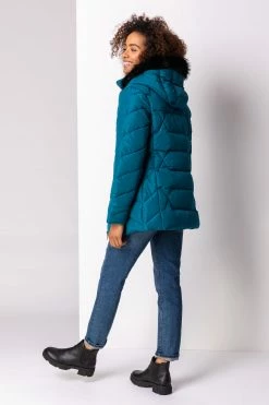 Roman Blue Faux Fur Trim Hooded Coat 9 Roman Blue Faux Fur Trim Hooded Coat -Roman Sales Shop unnamed file 11632