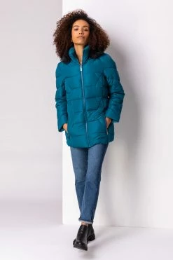Roman Blue Faux Fur Trim Hooded Coat 10 Roman Blue Faux Fur Trim Hooded Coat -Roman Sales Shop unnamed file 11633