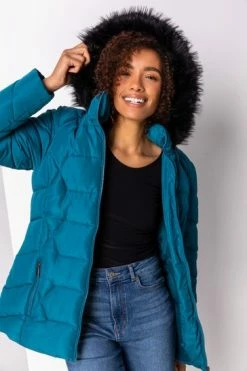 Roman Blue Faux Fur Trim Hooded Coat 13 Roman Blue Faux Fur Trim Hooded Coat -Roman Sales Shop unnamed file 11636