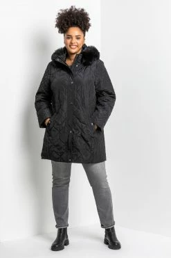 Roman Black Curve Faux Fur Trim Hooded Parka Coat 10 Roman Black Curve Faux Fur Trim Hooded Parka Coat -Roman Sales Shop unnamed file 11639