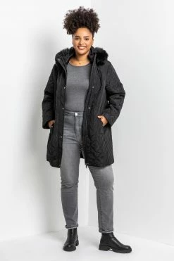 Roman Black Curve Faux Fur Trim Hooded Parka Coat 12 Roman Black Curve Faux Fur Trim Hooded Parka Coat -Roman Sales Shop unnamed file 11641