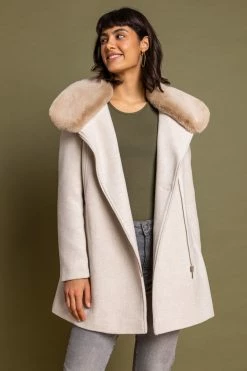 Roman White Formal Faux Fur Collar Coat 10 Roman White Formal Faux Fur Collar Coat -Roman Sales Shop unnamed file 11646
