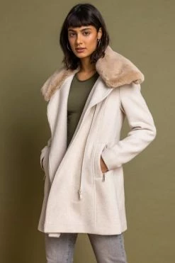 Roman White Formal Faux Fur Collar Coat 11 Roman White Formal Faux Fur Collar Coat -Roman Sales Shop unnamed file 11647