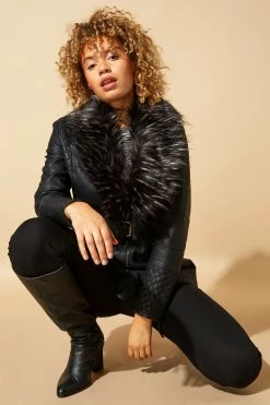 Roman Black Originals Longline Faux Leather Belted Coat 11 Roman Black Originals Longline Faux Leather Belted Coat -Roman Sales Shop unnamed file 11651