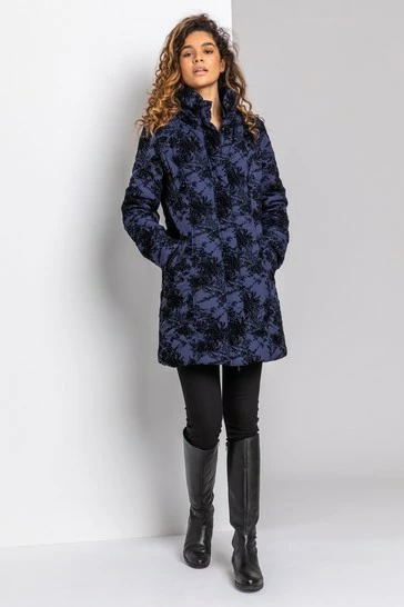 Roman Blue Longline Flocked Padded Coat 8 Roman Blue Longline Flocked Padded Coat - Image 6