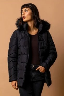 Roman Pink Faux Fur Trim Hooded Coat 13 Roman Pink Faux Fur Trim Hooded Coat -Roman Sales Shop unnamed file 11665